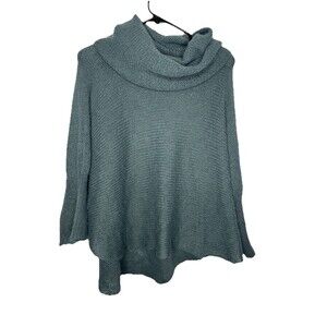 Wooden Ships Cowl Neck Poncho Sweater Wool Mohair Gray  Green M/L